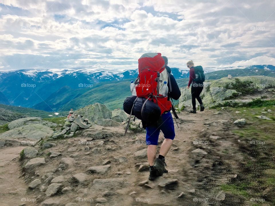 Hiking in mountains