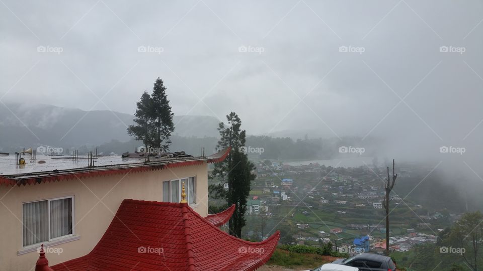 View by up above in a cool climes