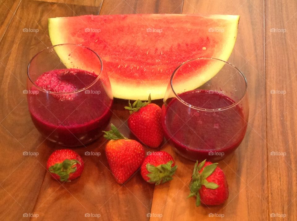 A watermelon and strawberry smoothie