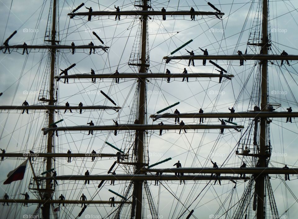 mexican sailors of the ship Cauathemoc in Rouen