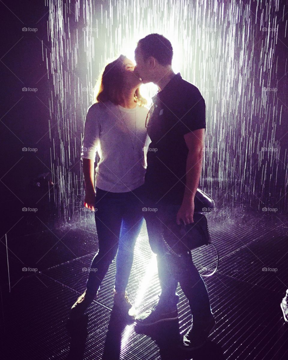 At the lacma in the rain room