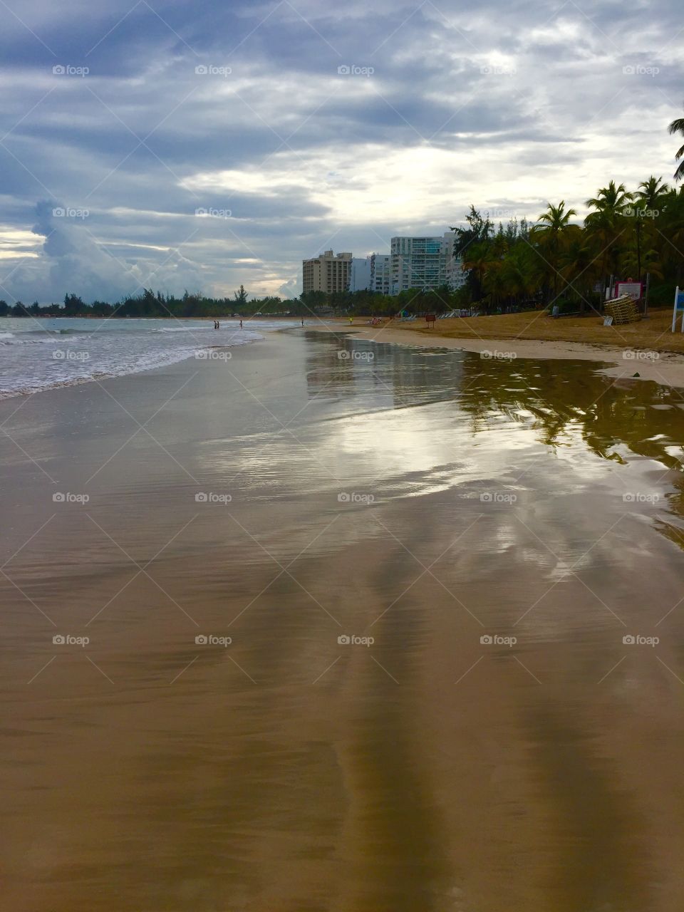Ocean beach brown sand in Puerto Rico