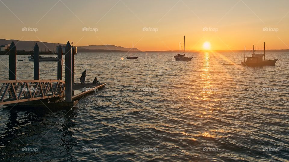 Harbor during sunset