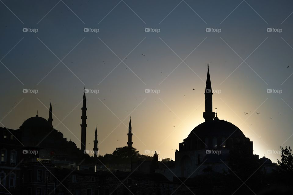 mosque istanbul at sunset