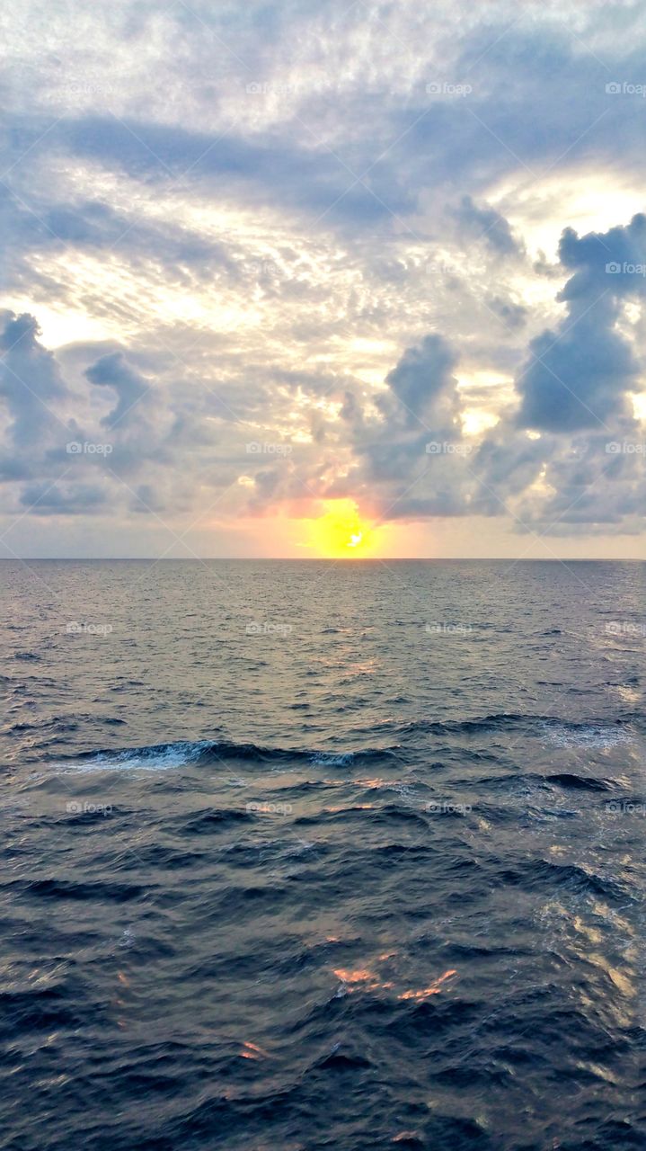 sunset on the carribean sea