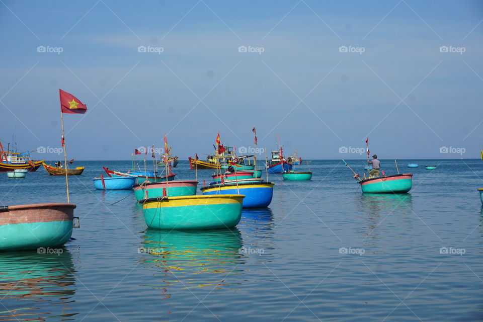 Fishermen's boats in a village in Vietnam