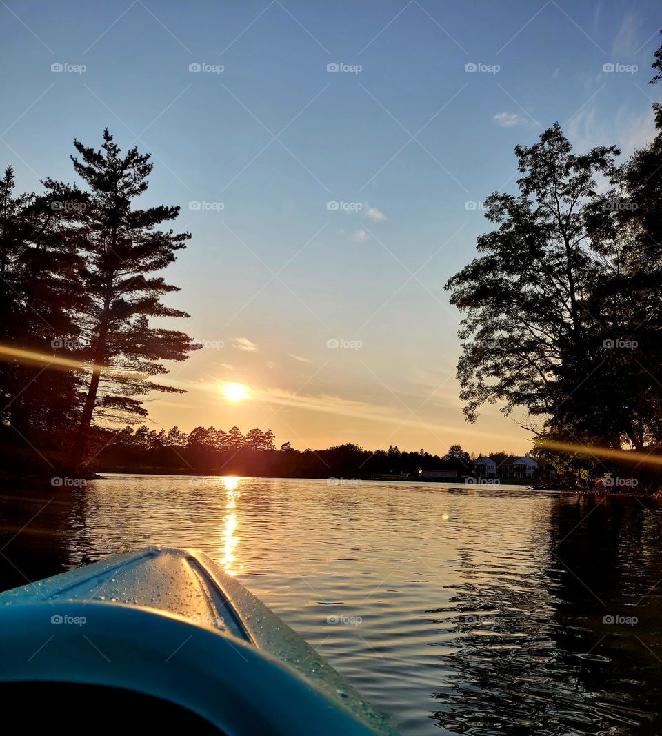 Kayaking at sunset