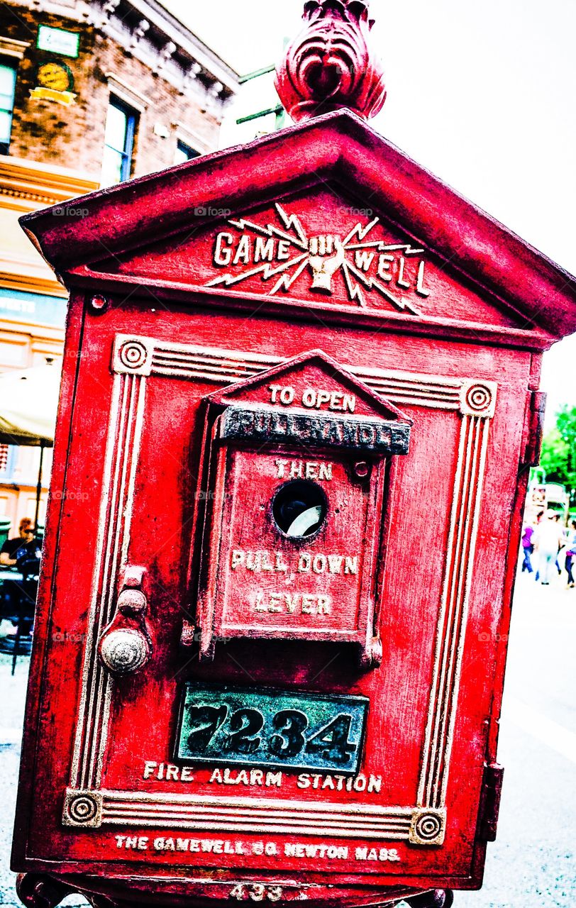 Gamewell neighborhood fire alarm. There was a time that each block had one of these. In Chicago there are still a few of these around and someone once told me that those few are still very much active.