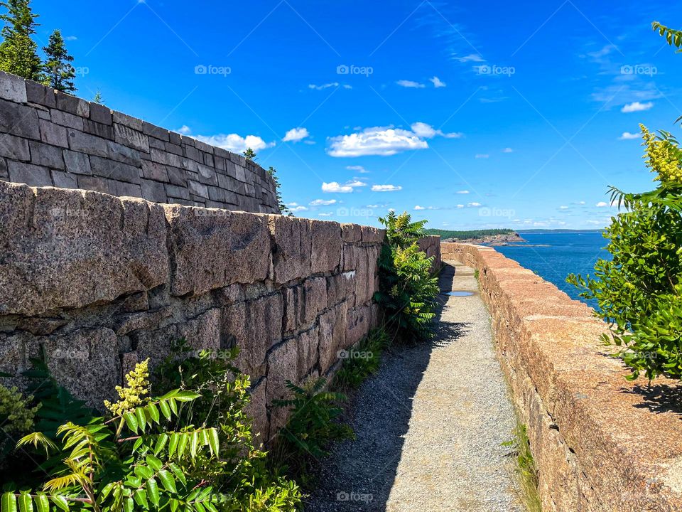 “Atop the Otter Cliffs.”  The Ocean Path winds its way around the tops of cliffs offering scenic views.