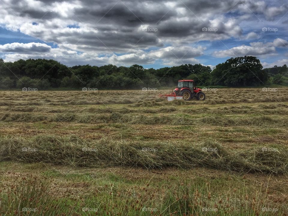A Tractor In A Field