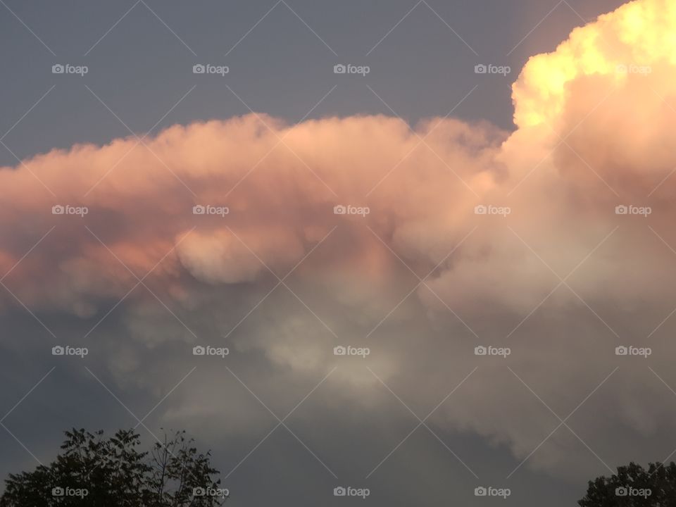 approaching storm at sunset