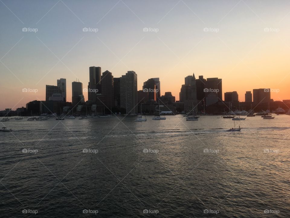 Boston skyline from the water