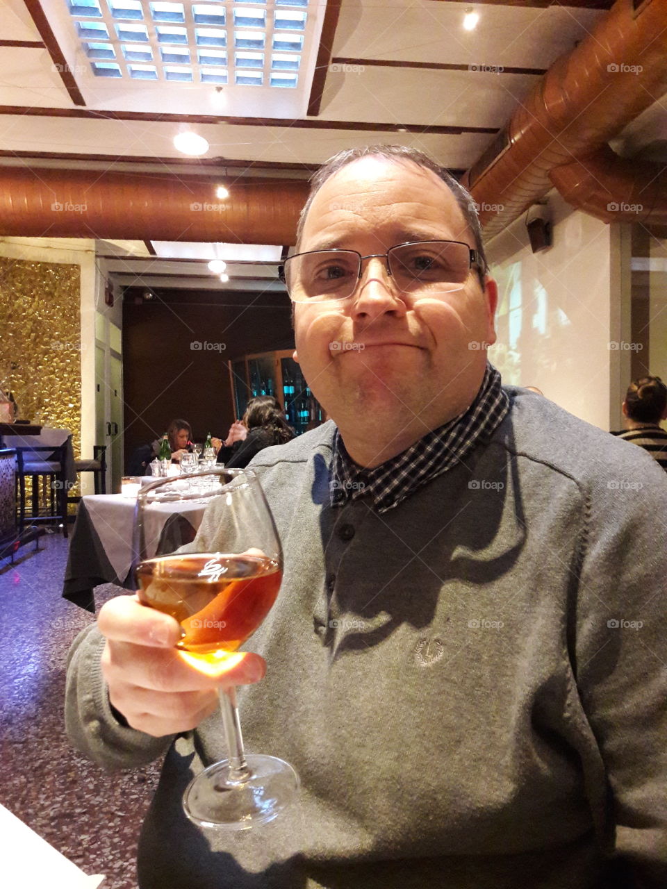 Enjoying a glass of wine in bologna italy