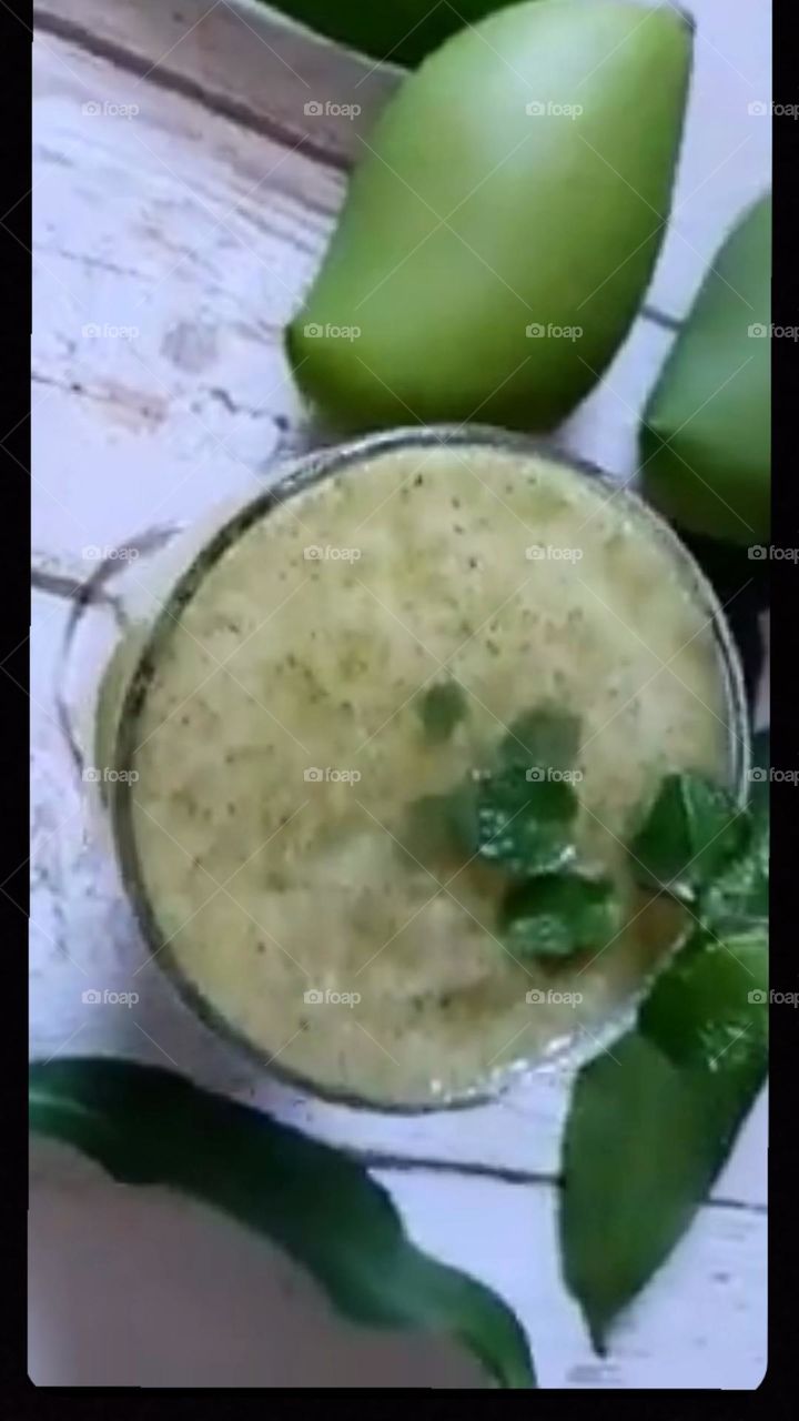 Summer special drink made from mint and raw mango 🥭 Awesome taste 😋 and healthy drink 🍻