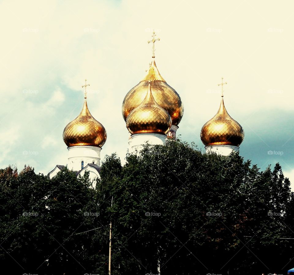 Gold, Orthodox, Dome, Cross, Religion