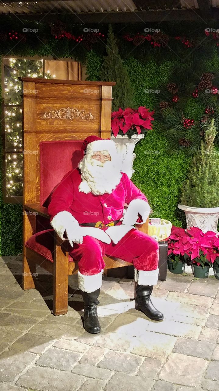 Santa relaxing for a brief moment