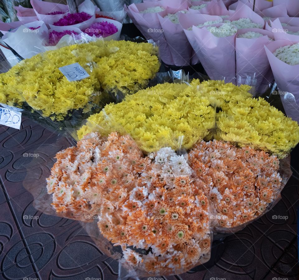 The biggest flower market in Bangkok Thailand , Pak Khlong Talat is a colorful place for tourist