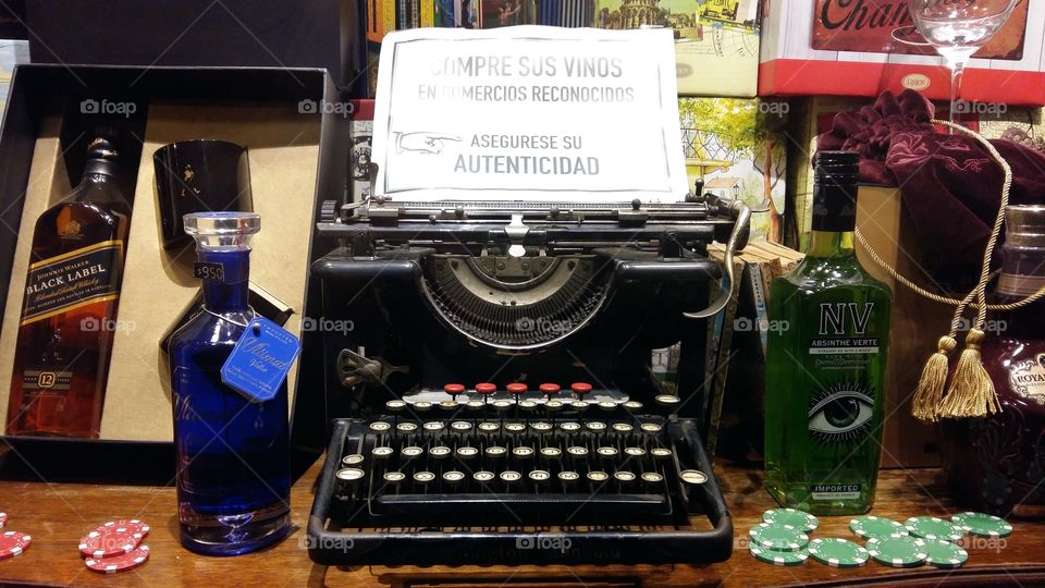 Old Typewriter and Whisky