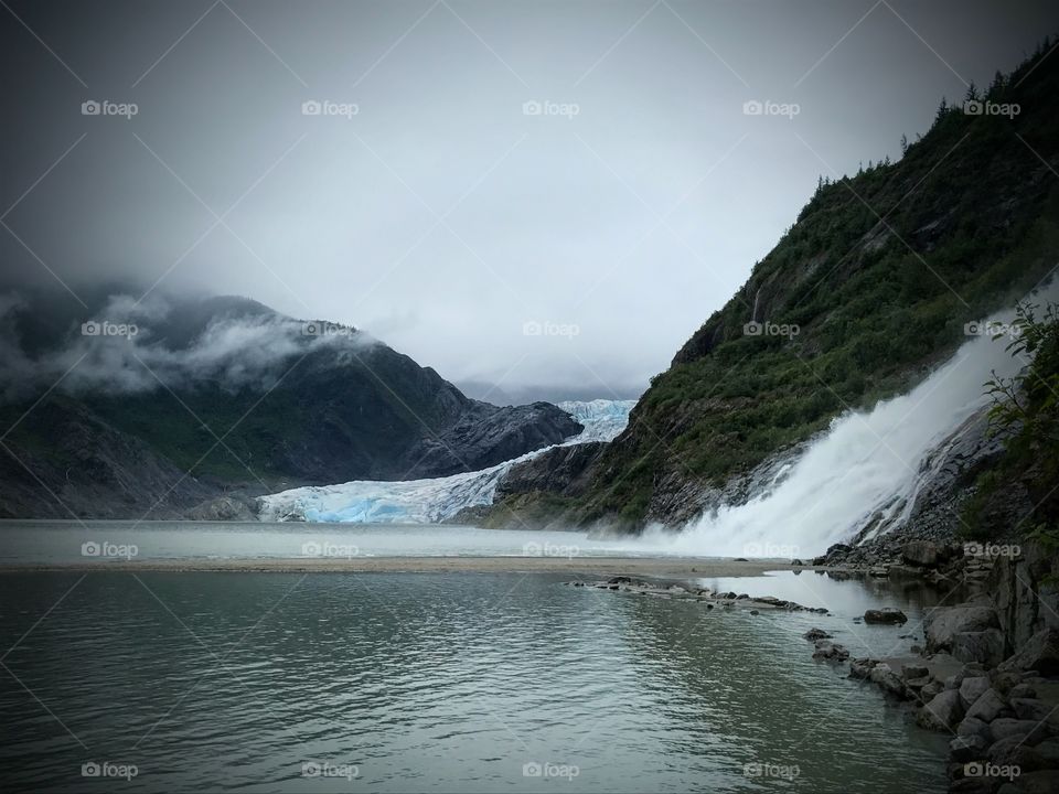 Glacier and waterfall Juneau 