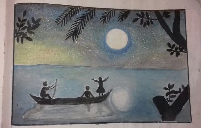 boat ride on a full moon night