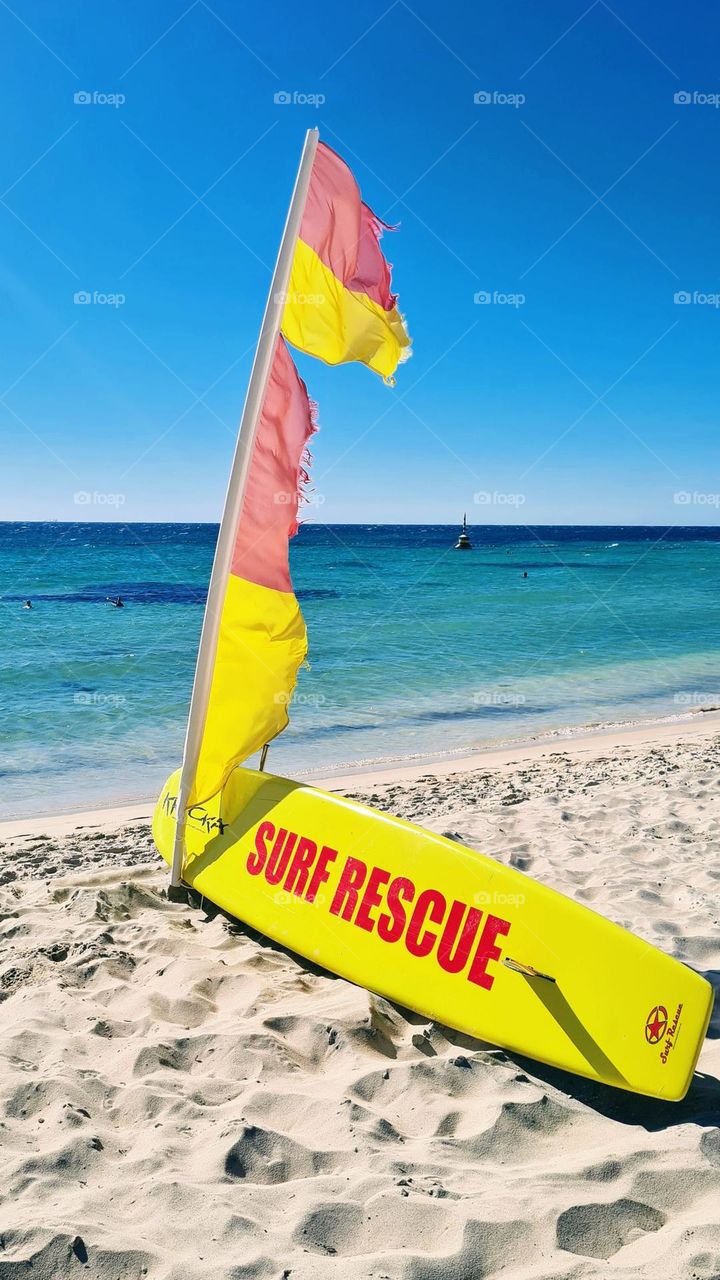 Surf lifesaver ocean rescue! Cottesloe beach, Perth Western Australia.