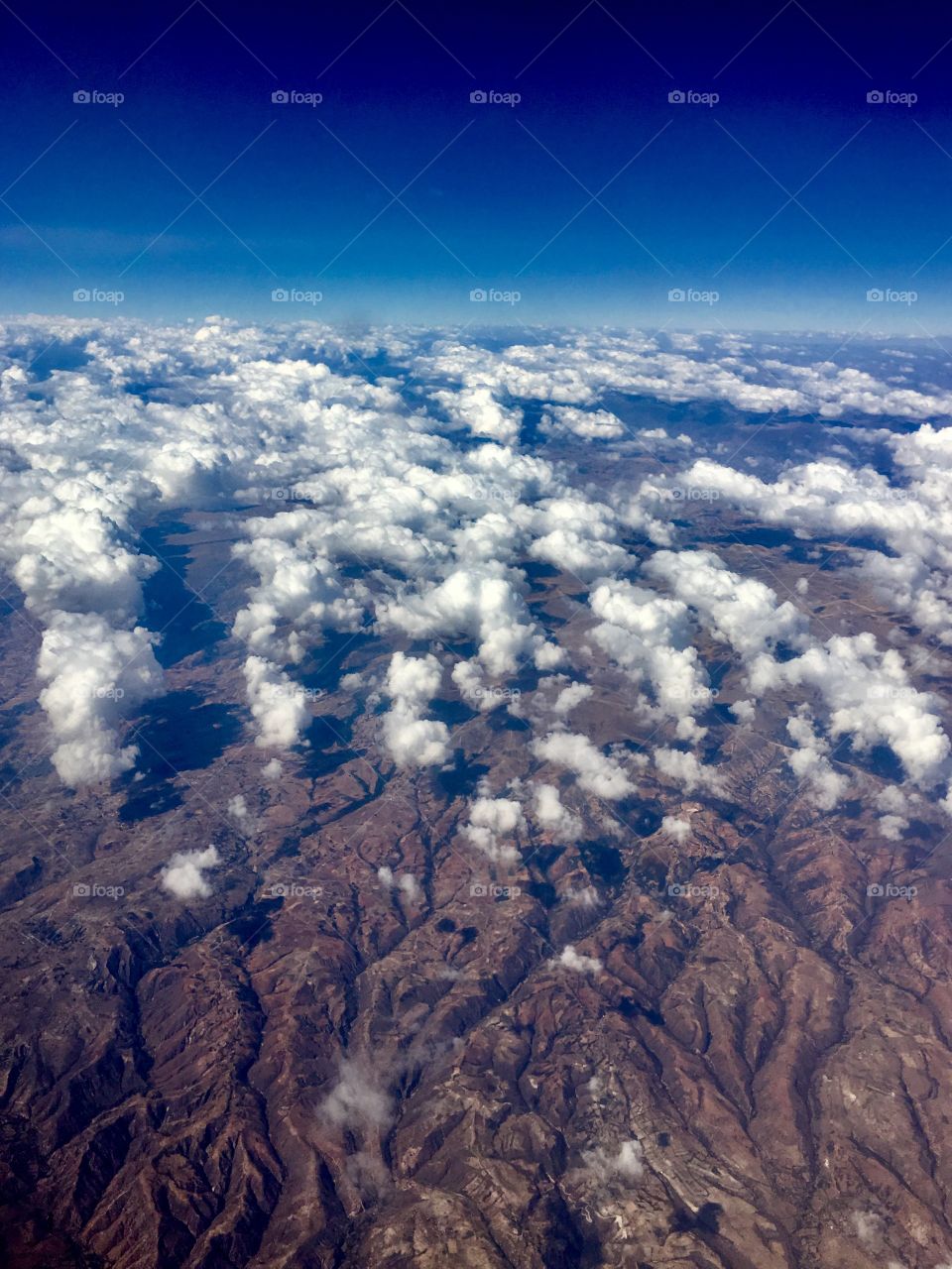 Above the Grand Canyon from an airplane.