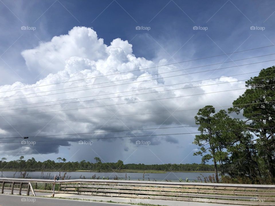 Cool cloud sky road trip Grayson Beach State Park Florida 30A coast summer vacation horizon view sunny water ocean bay 