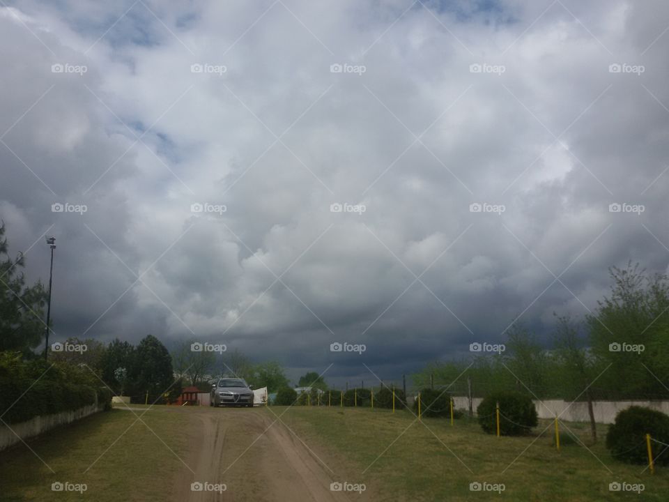 Clouds with rain. Storm starting