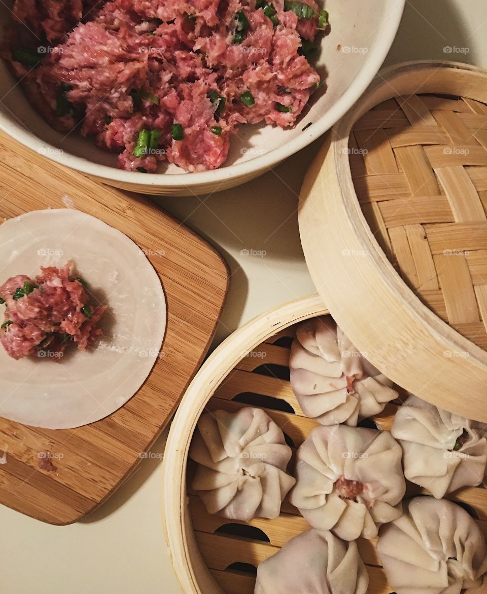 Homemade dumplings. 