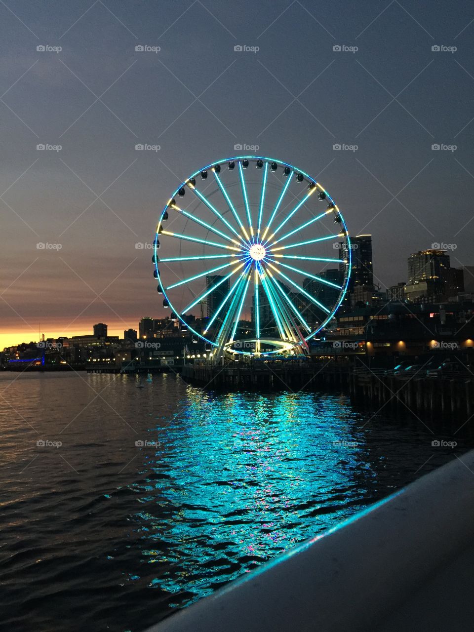 The Great Wheel at night. 
Seattle, Washington