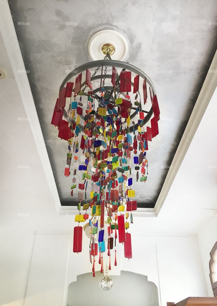 Art glass chandelier colorful 