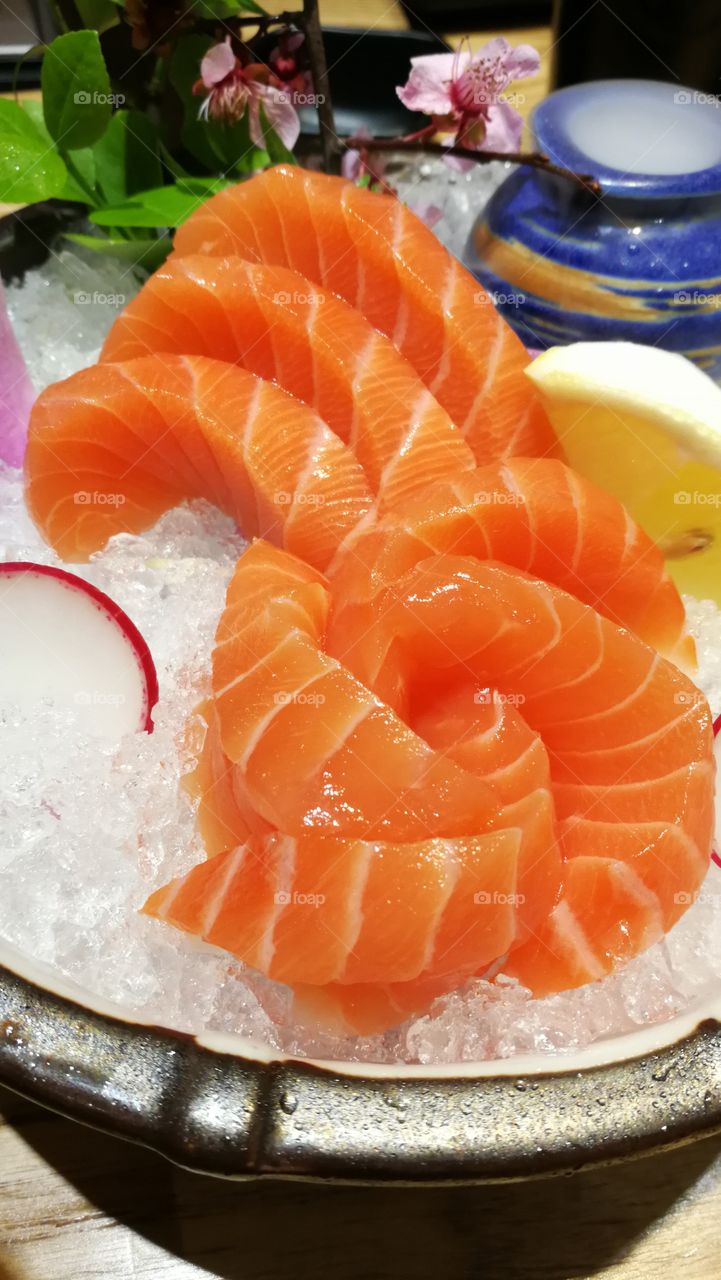 Japanese salmon sashimi