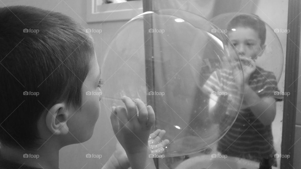 Blowing soap bubbles 