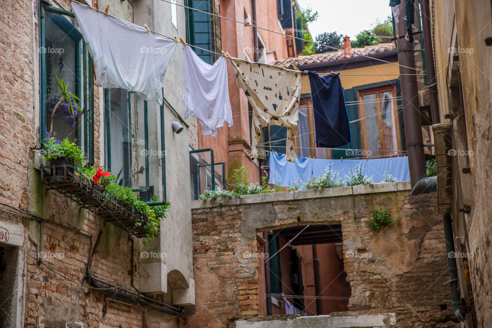 Laundry hanging out to dry in venice