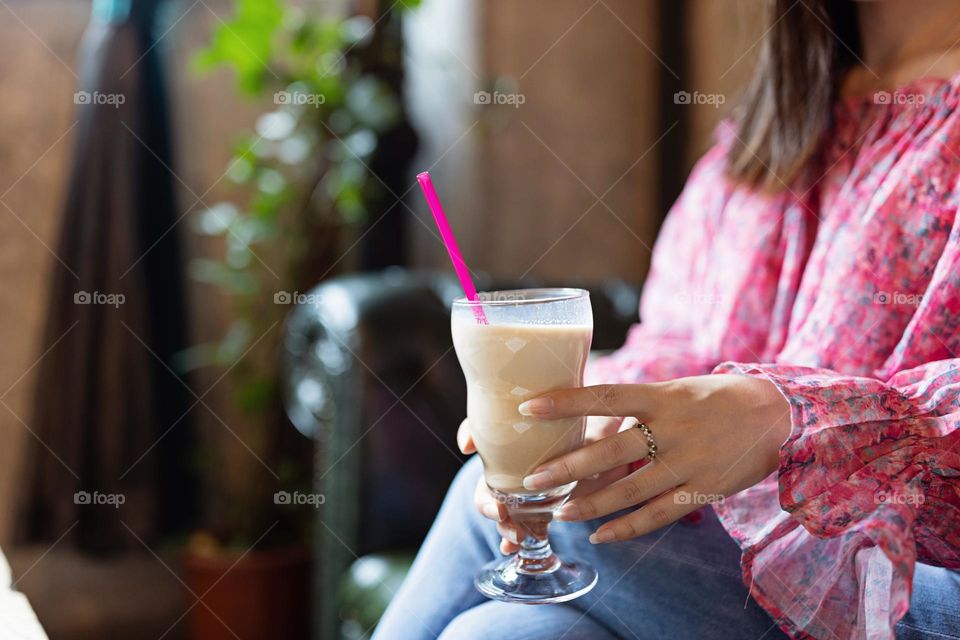 Cold coffee in glass