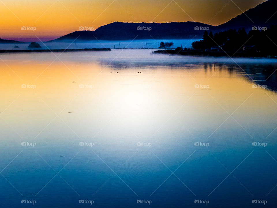 Autumn river sunrise in the Pacific Northwest.  