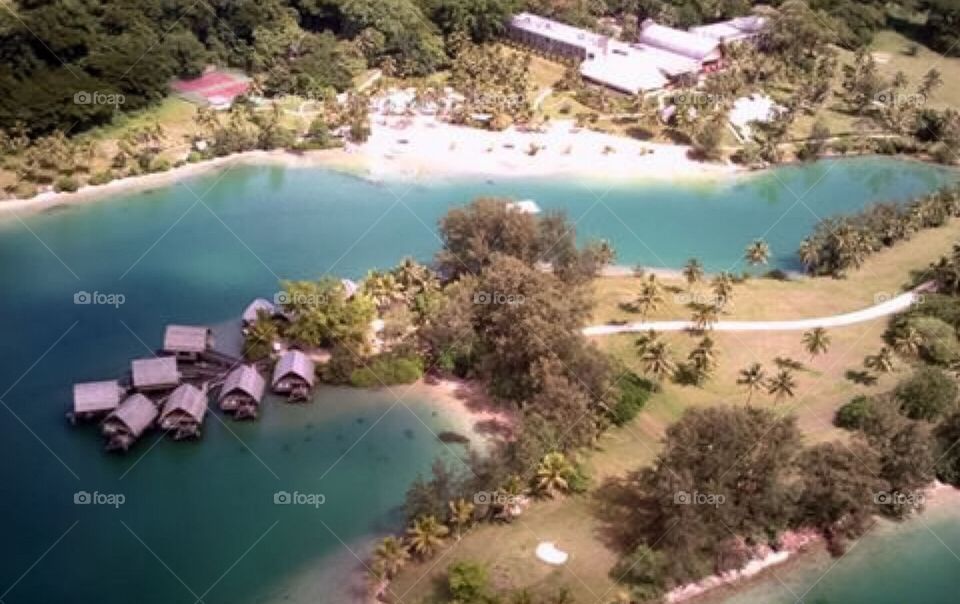 Port Villa, vanuatu. This picture was taken in a helicopter to them this is a city. 