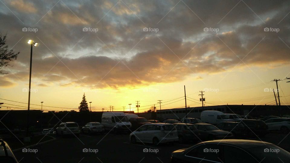 sunlight in parking lot through window at work in the afternoon