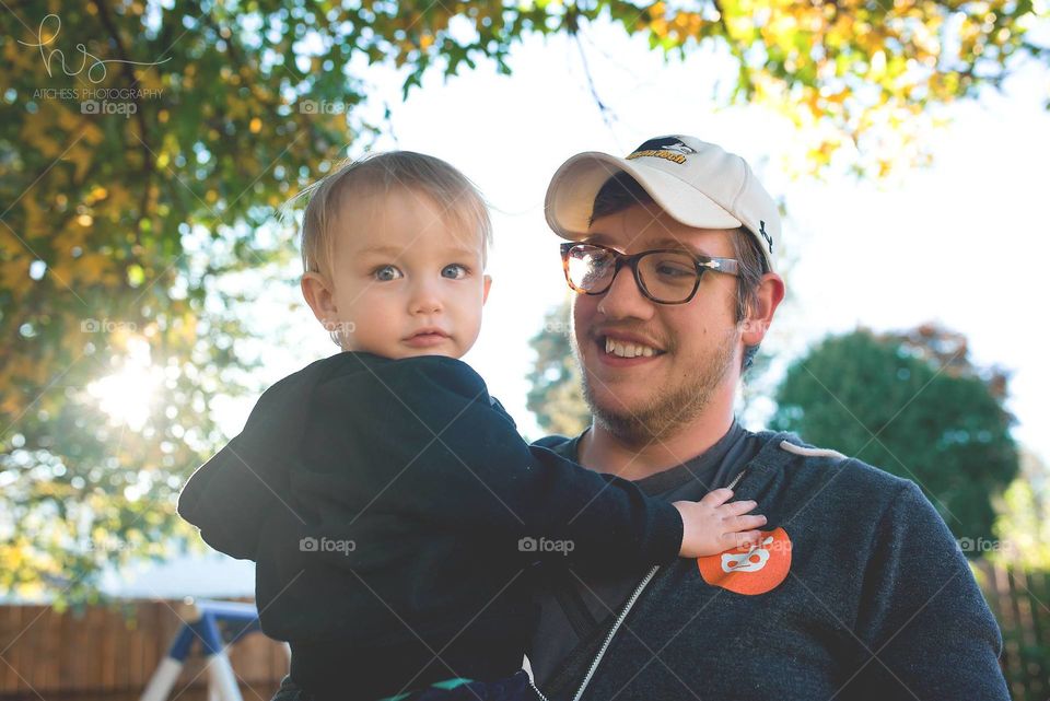Toddler boy and his uncle