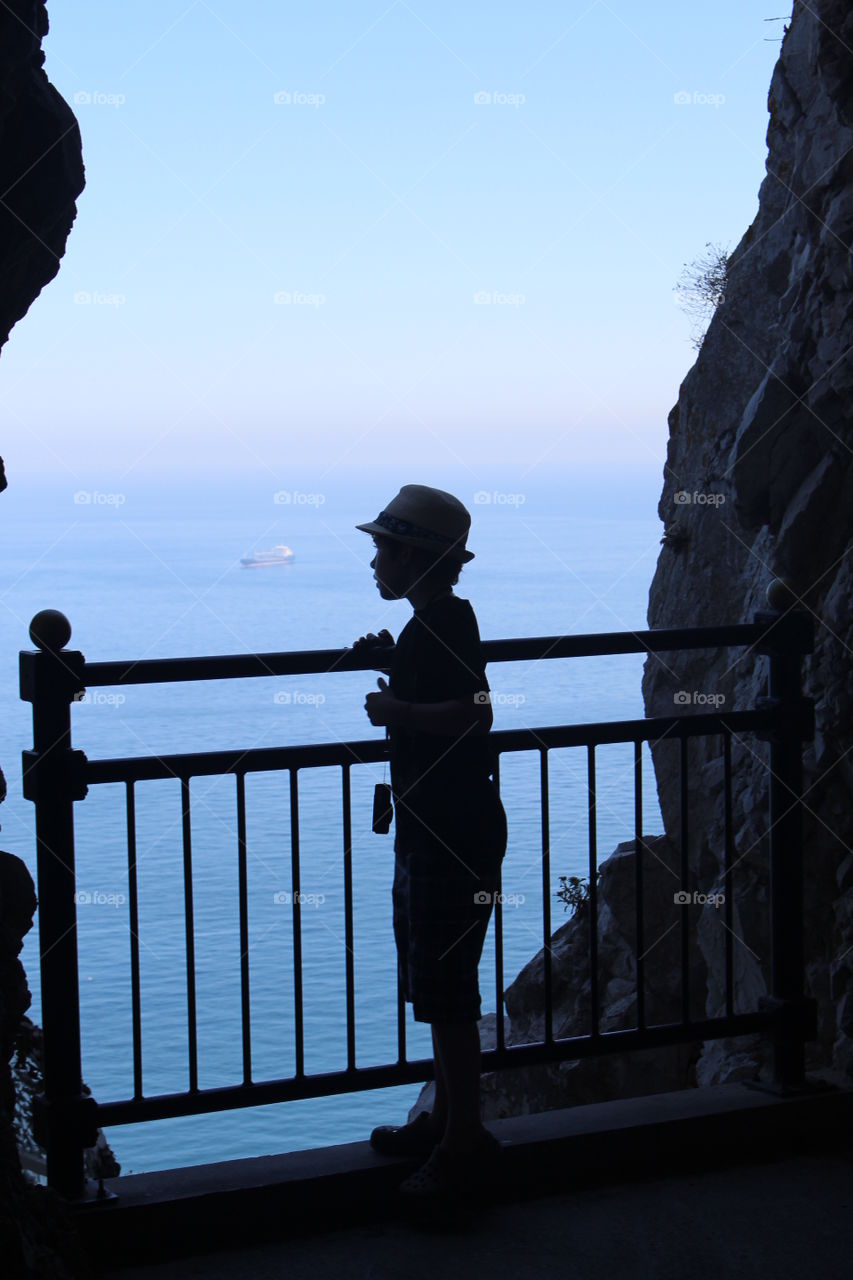 Looking out over the ocean . View from the Upper Galleries in Gibraltar