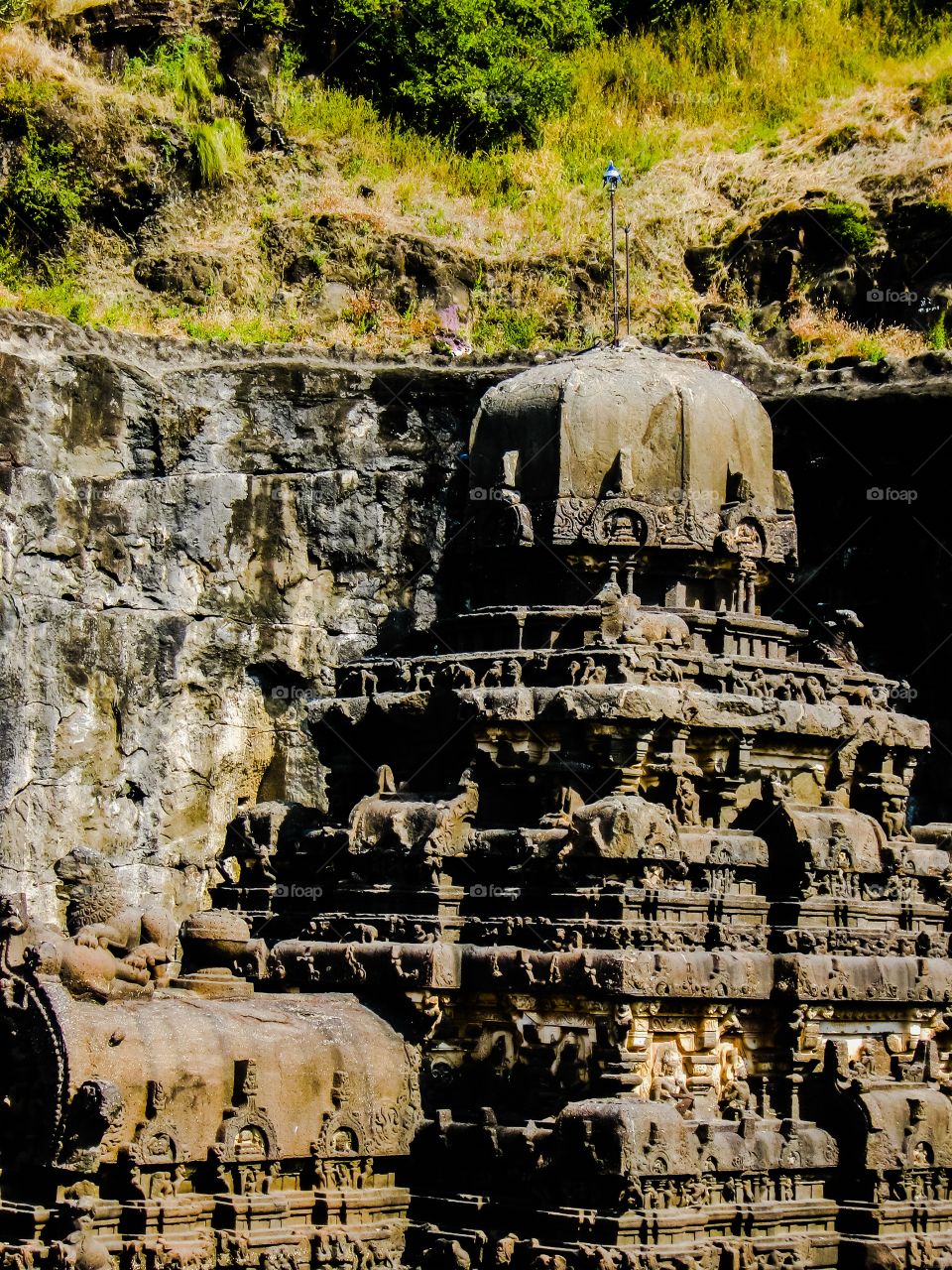Top view of The kailasa Temple at Elora Caves Aurangabad Maharashtra India