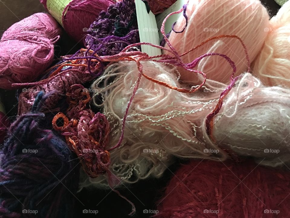 Assorted yarns for crafts 