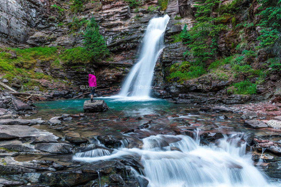 Hiking and enjoying a beautiful mountain stream in the San Juan Mountains of Colorado