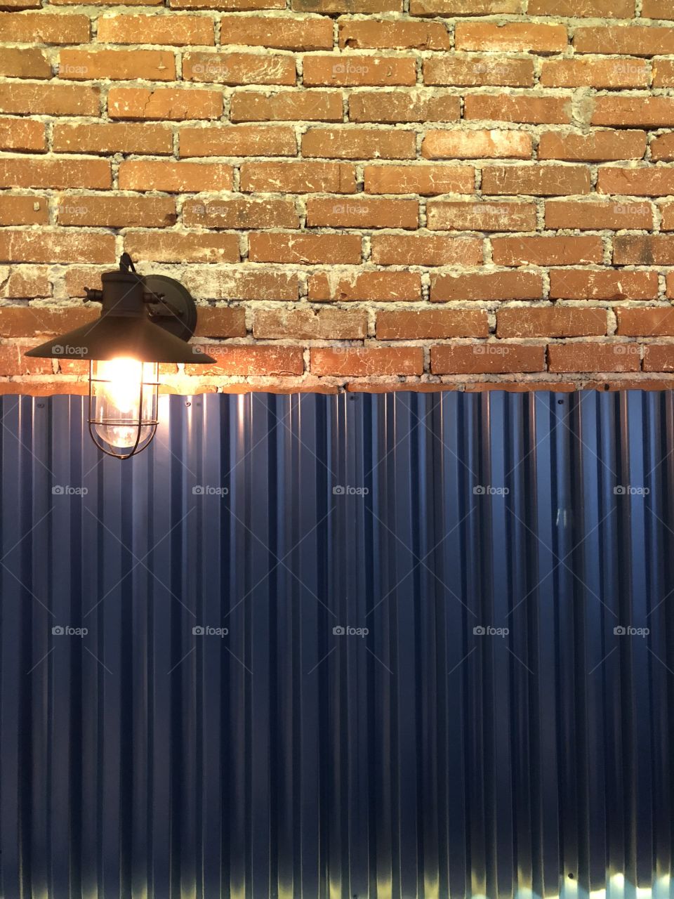 Outdoor lamp and brick wall