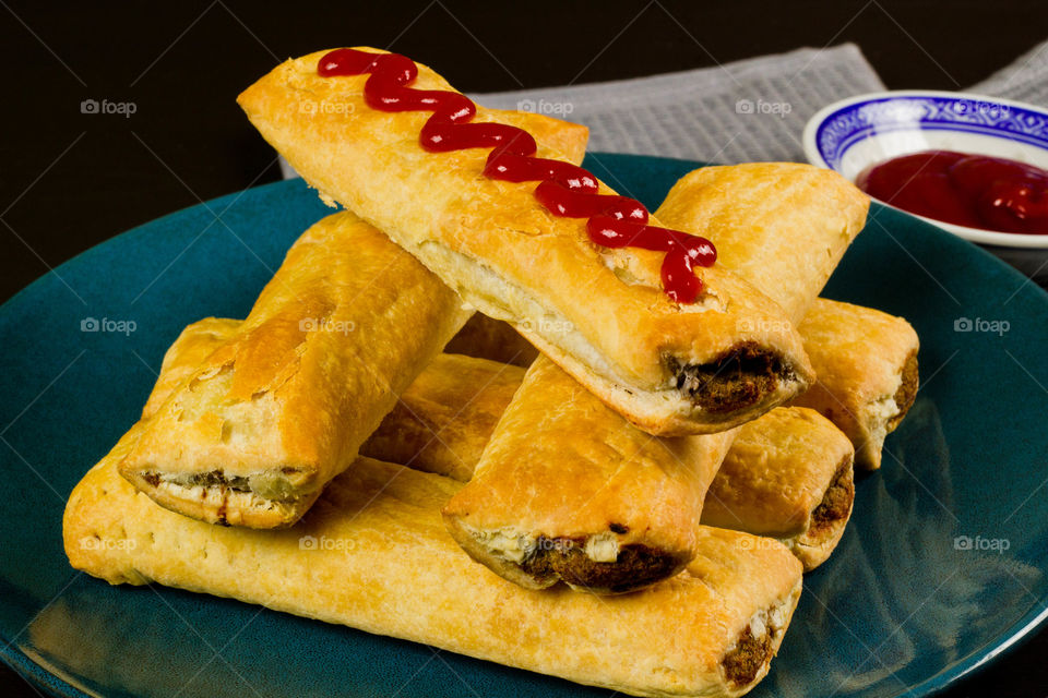 A plate of Sausage rolls