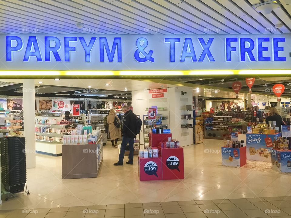 Tax Free shop at Malmö Airport in Sweden.