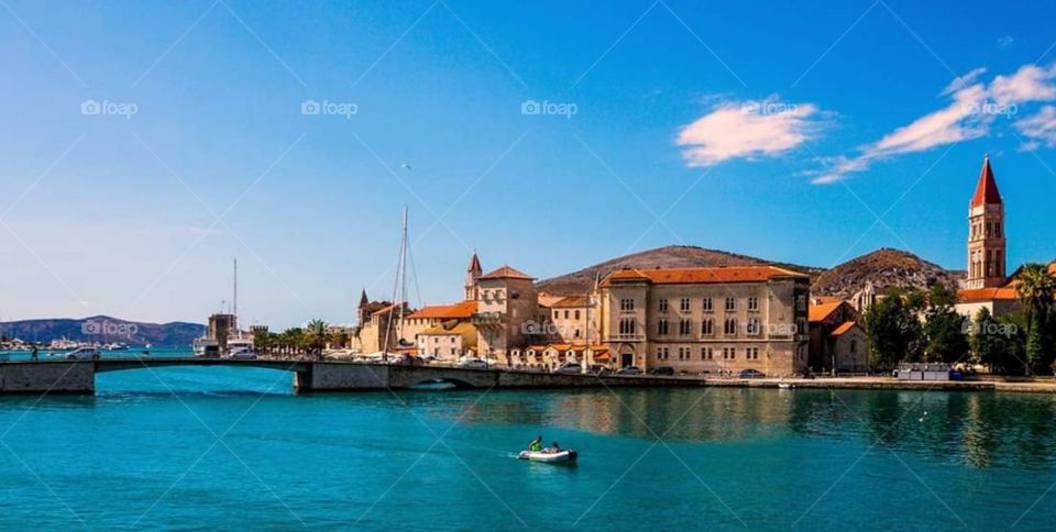 Trogir City from Croatia Bridge