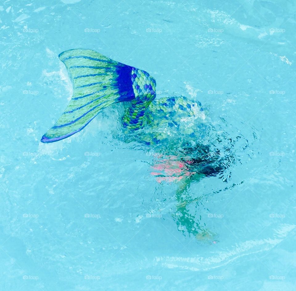 Mermaid Sighting . Mermaid swimming in clear waters!