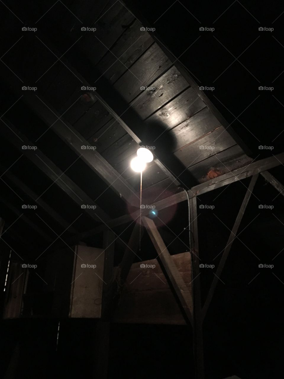 Single bulb in an old barn