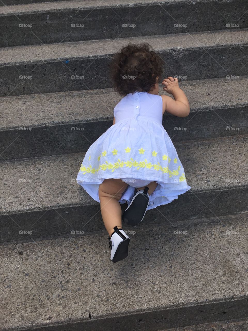Baby climbing stairs 
